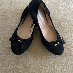 Prada Navy Suede Flats